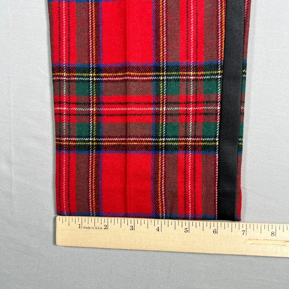 J.Crew Ludlow Slim Red Stewart Tartan Plaid Tuxedo Dress Pants Mens 32x30 AR106